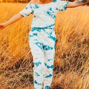 NWT Elan Blue Tie Dye Dreams Jumpsuit Sz Medium